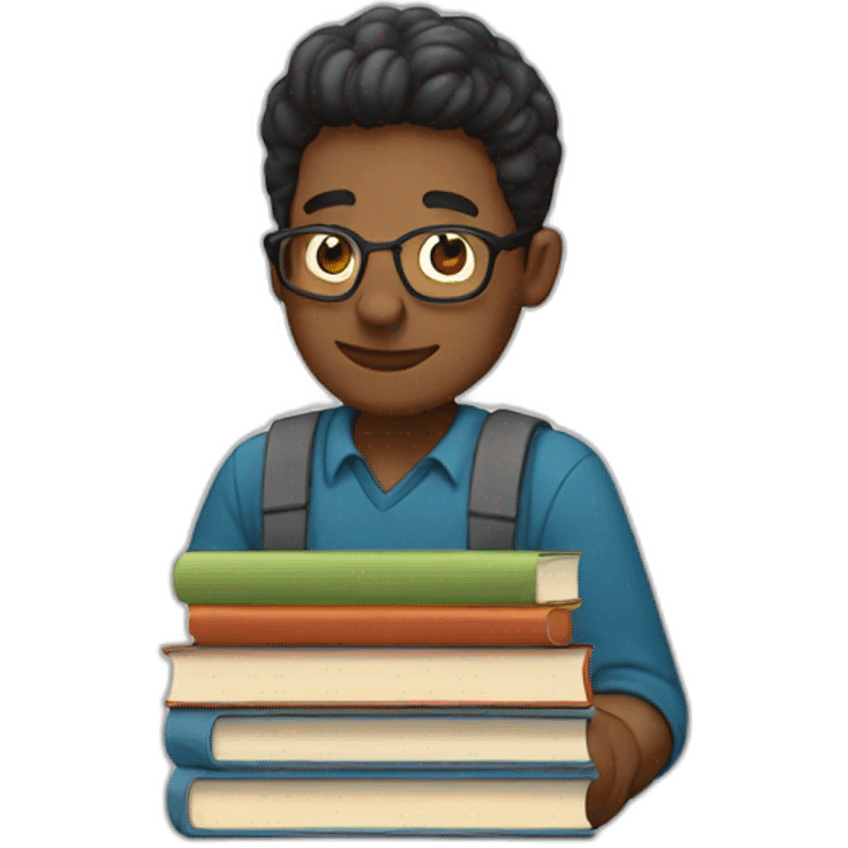 writer with a stack of books emoji