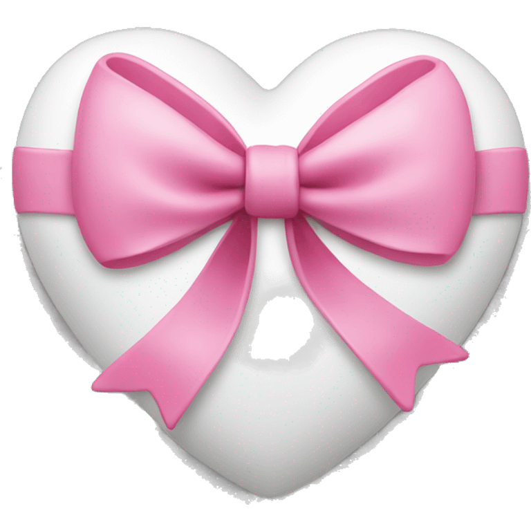 White heart with a pink mini bow emoji