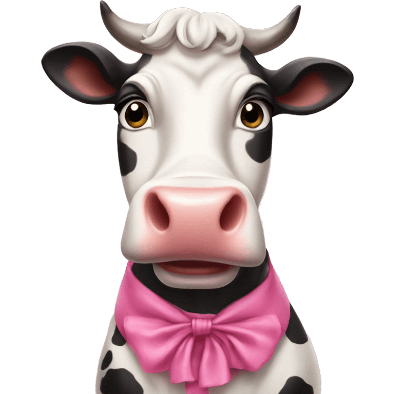 Beautiful cow wearing pink dress and pink mouth emoji