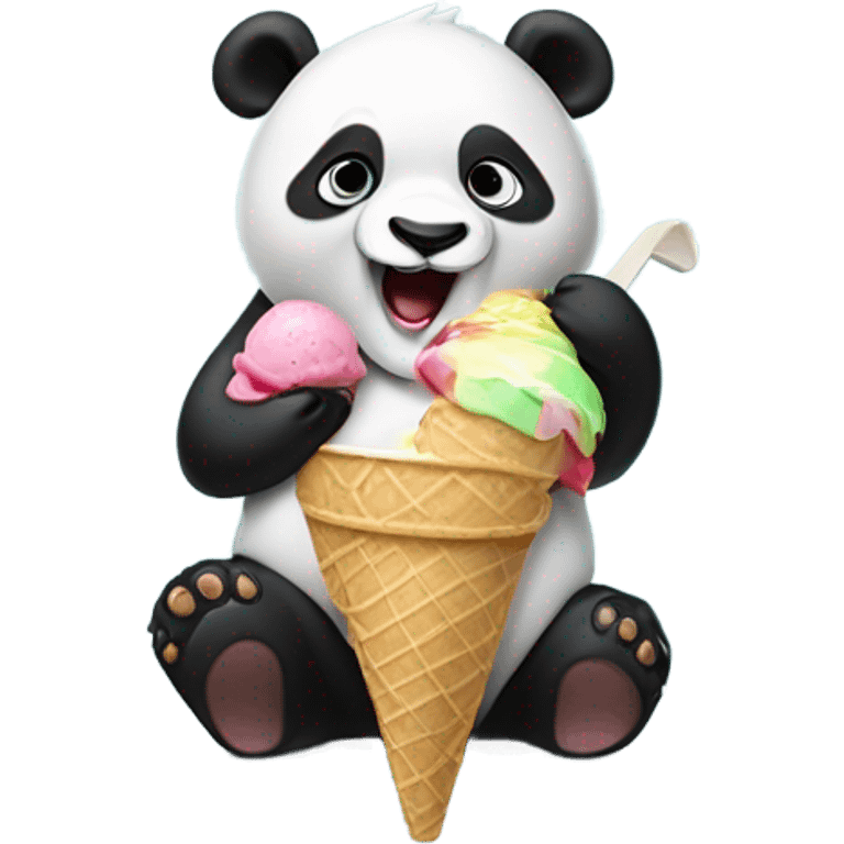 Panda eating ice cream emoji