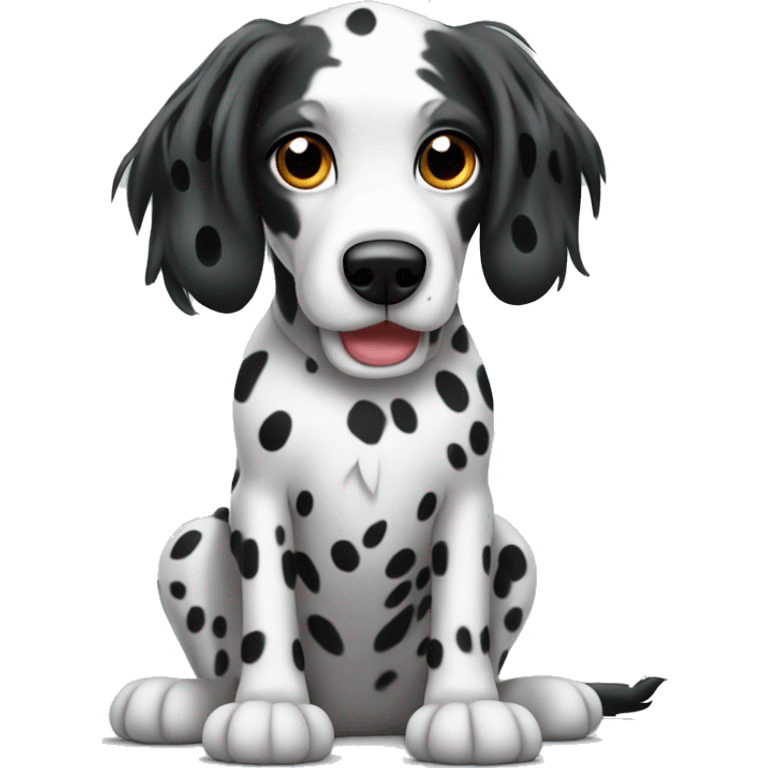 Long haired Dalmatian sitting on back legs emoji