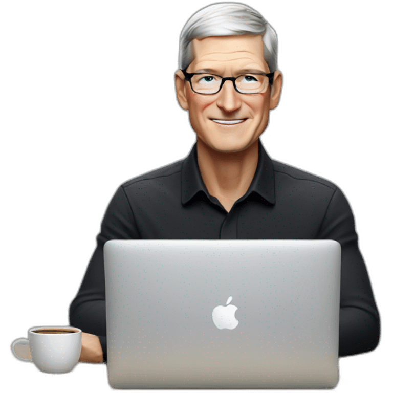 tim cook with macbook pro on desk emoji