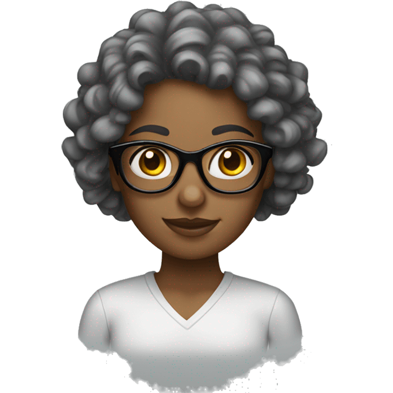 long curly hair black glasses girl emoji