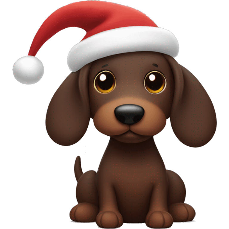 Dark brown Jellycat sausage dog with Christmas hat  emoji