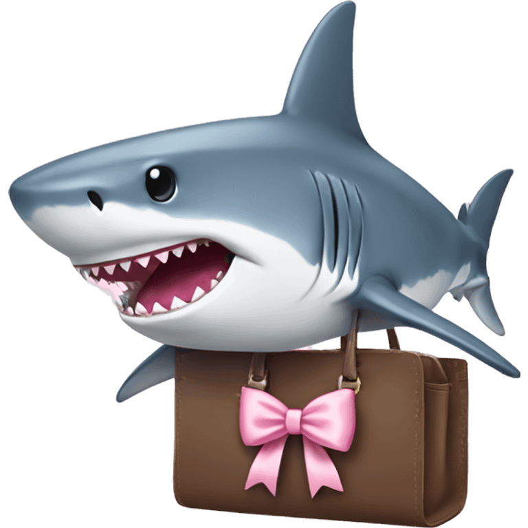 shark with baby pink bow and bag emoji