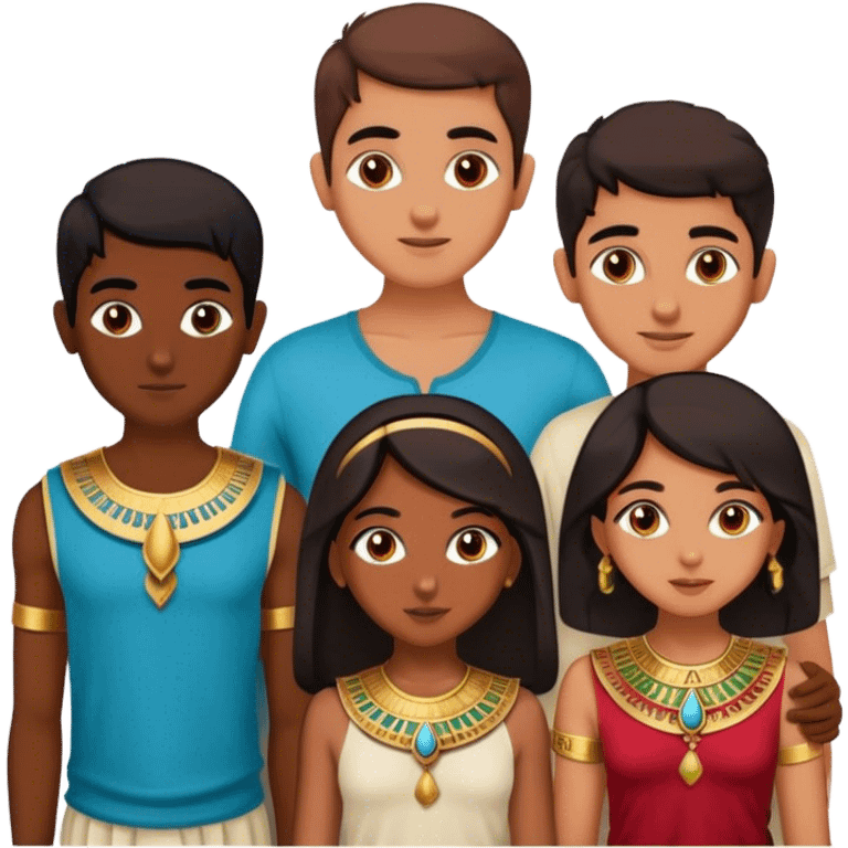 5 best friends, 1 Egyptian man, 1 indian girl 1 persian girl 1 moroccan boy 1 black boy emoji