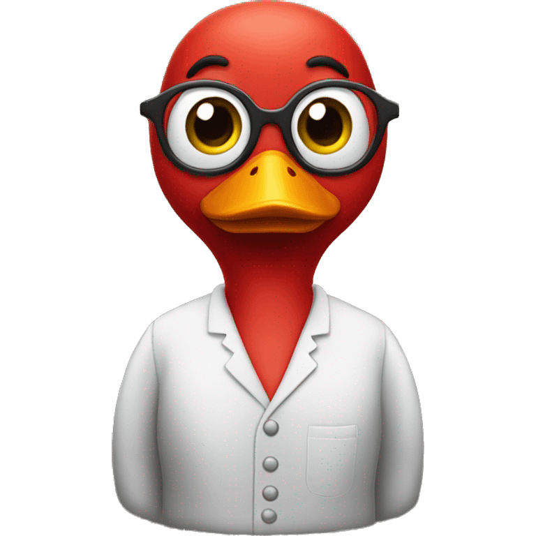 red duck teacher with big eyes emoji