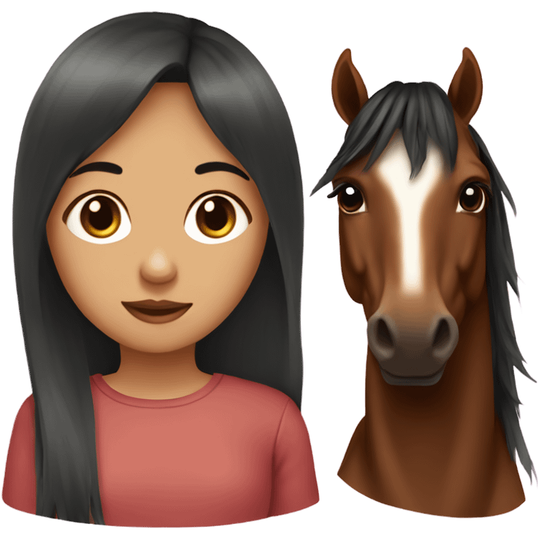 bay horse and a girl chocolate hair with bangs emoji