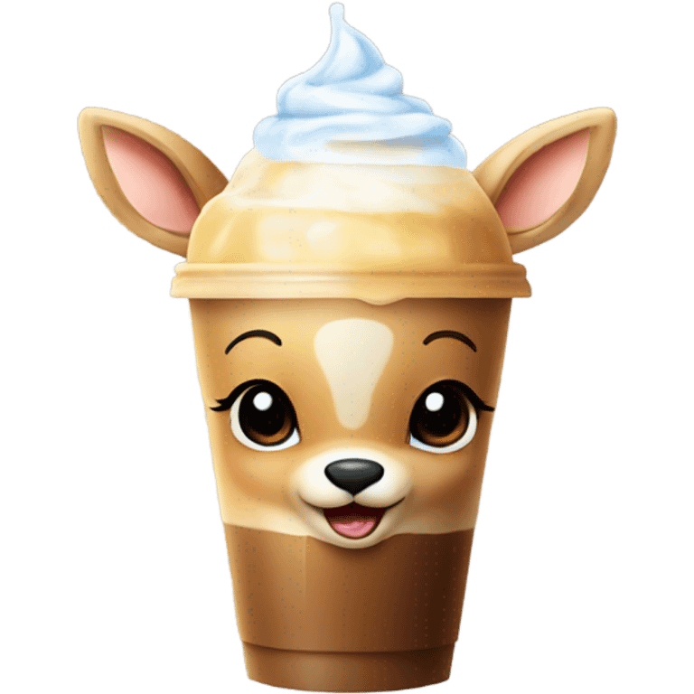 Baby deer drinking iced coffee emoji