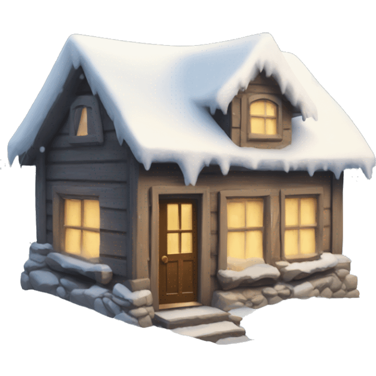 Beautiful New Year's little house covered with snow on Christmas Eve emoji