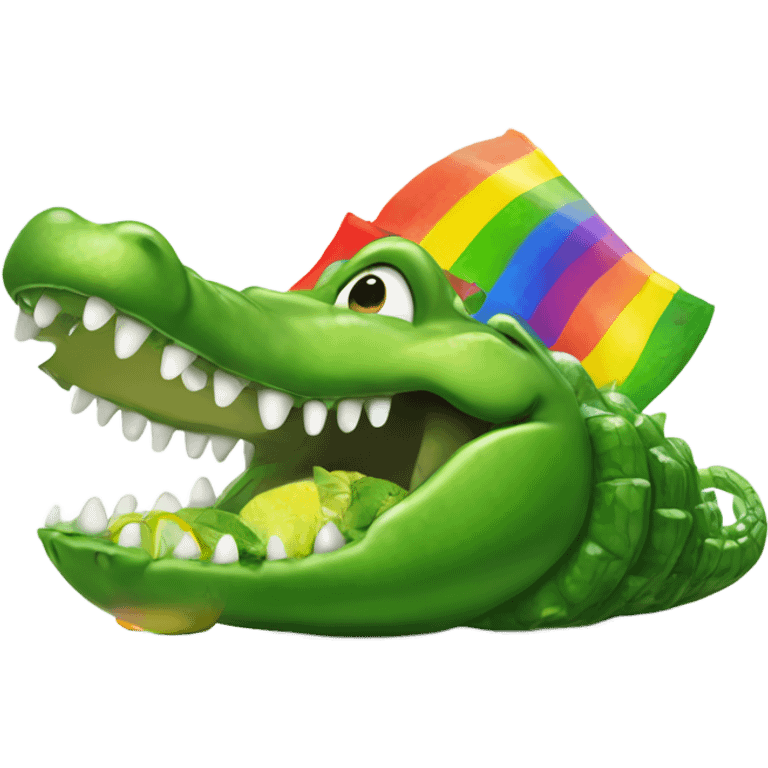 Crocodile eating rainbow cucumbers  emoji