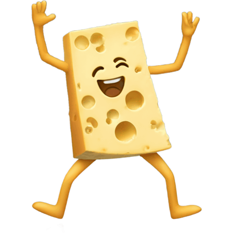 A cheese circle dancing around emoji