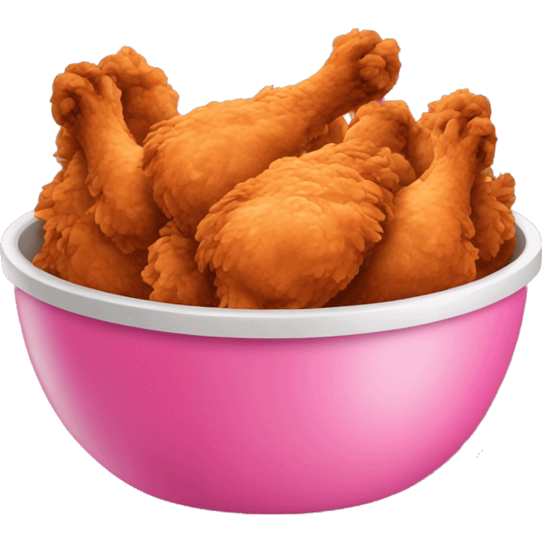 large pink bowl full of fried chicken emoji