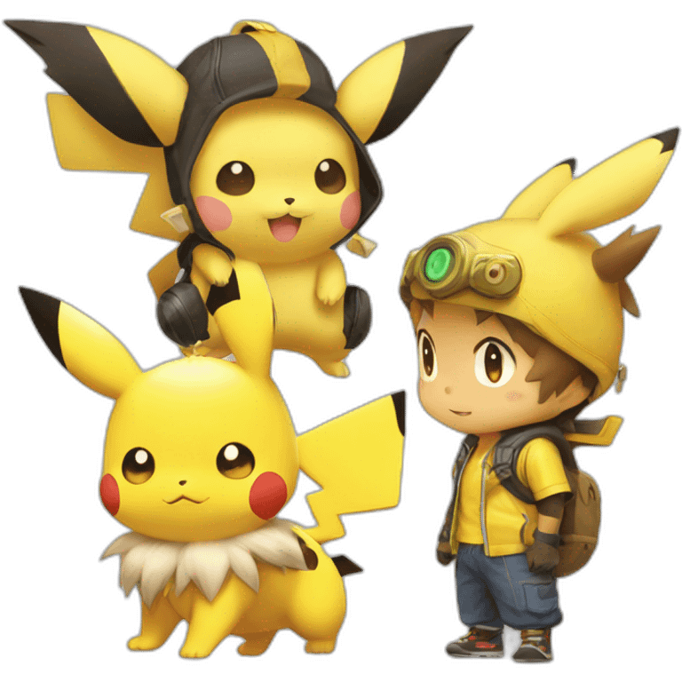 pichu with pikachu with raichu emoji