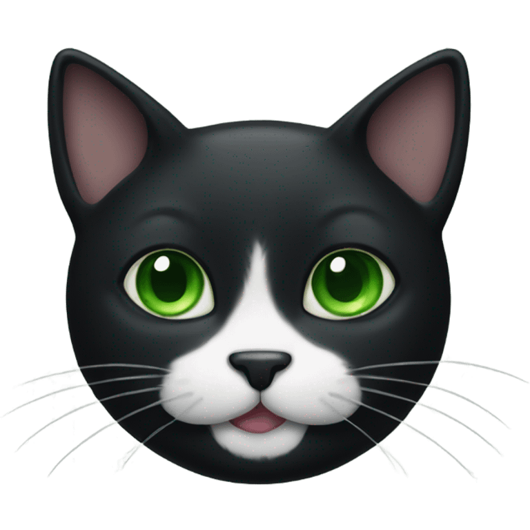 black cat with green eyes and a white mustache  emoji