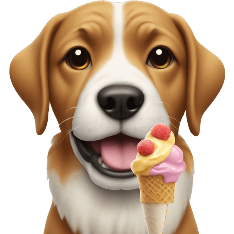 Dog eating ice cream emoji