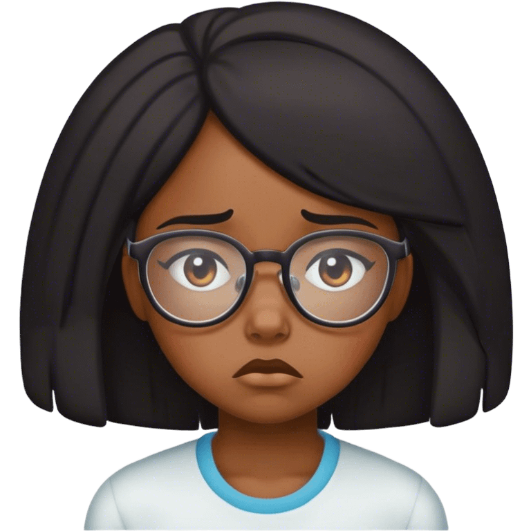 Black girl with glasses ashamed emoji