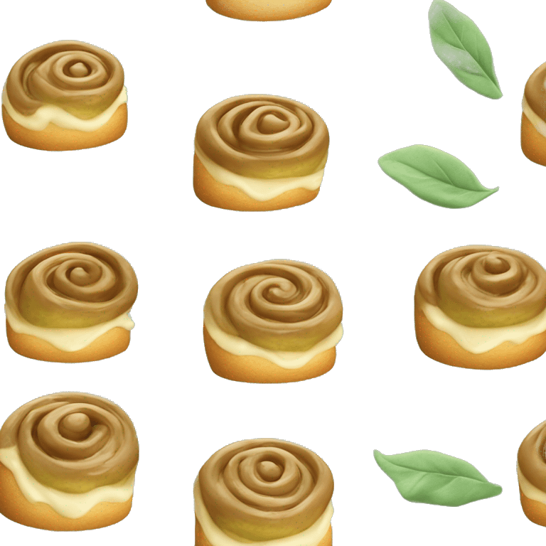 Cinnemon Roll with a sage Green frosting  emoji