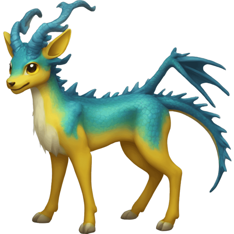 blue dragon deer hybrid with a yellow mane emoji