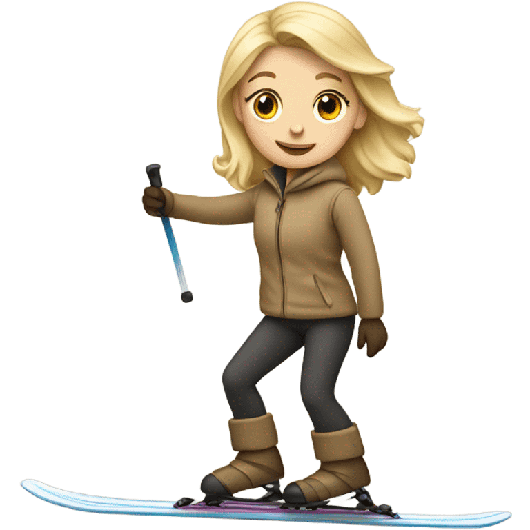 blond girl on a beige skis emoji