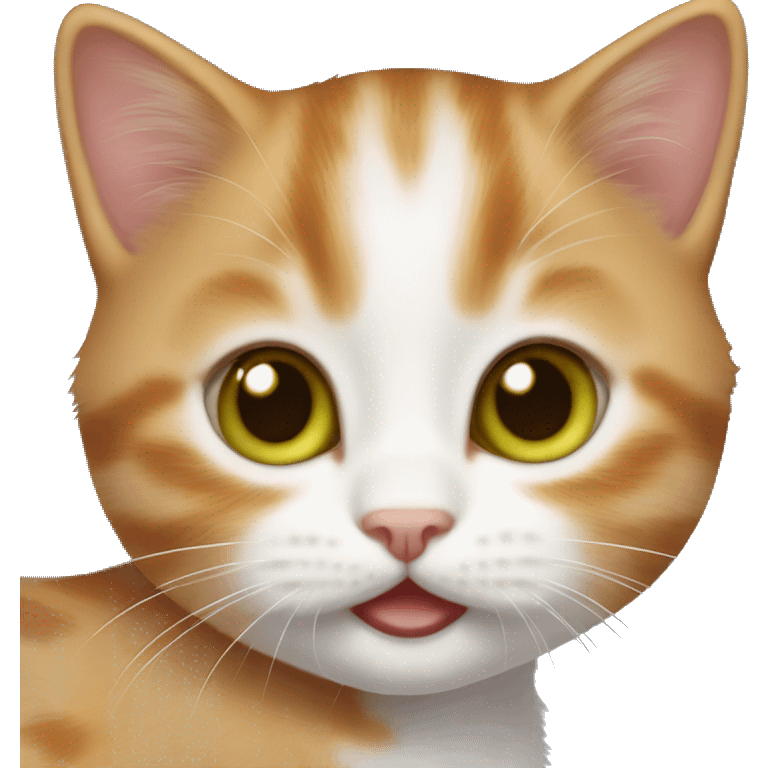 Small Ginger kitten with olive eyes and white face emoji