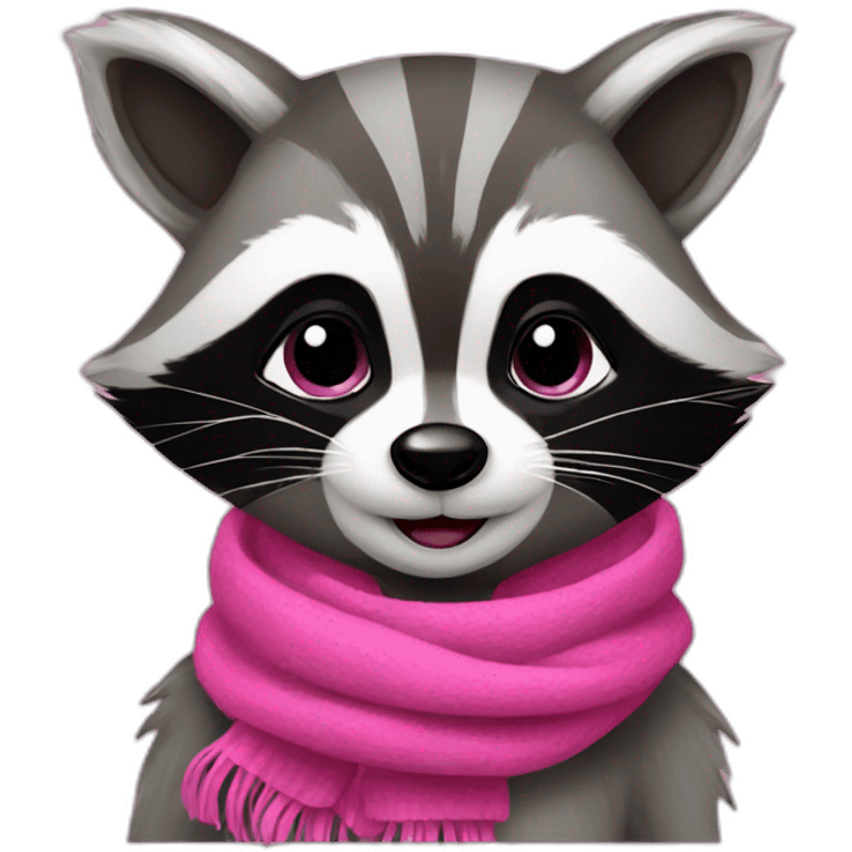 raccoon with a pink scarf emoji