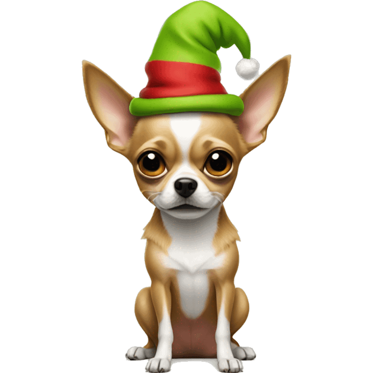 Tan chihuahua with grinch costume  emoji