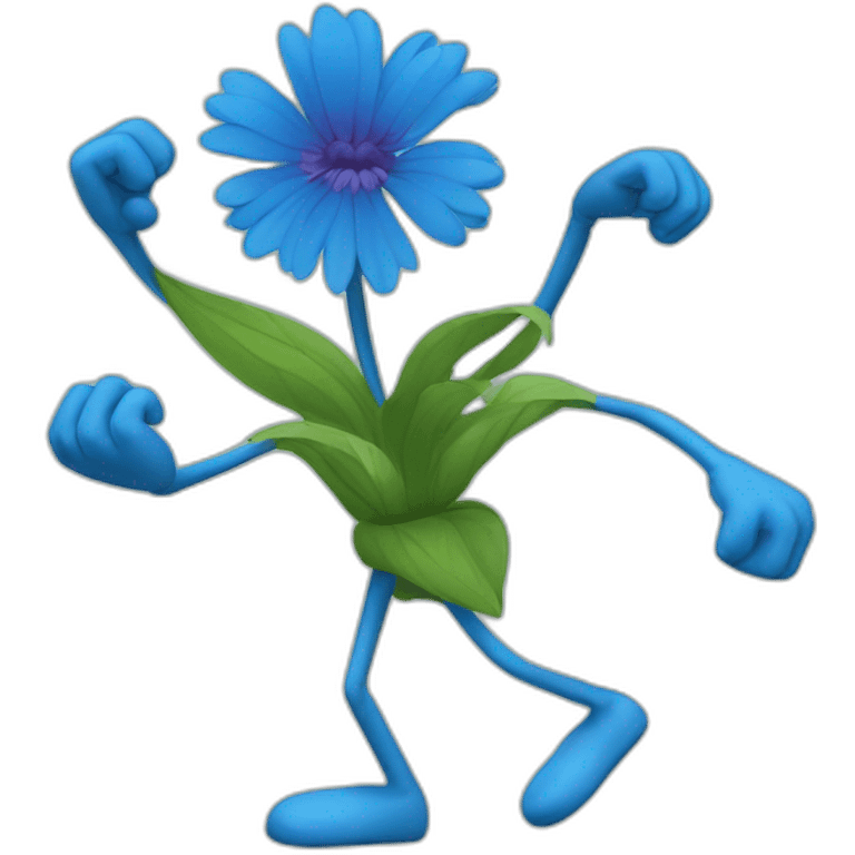 flower head blue body two arms two legs dancing emoji