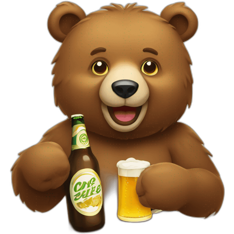 Bear with beer emoji