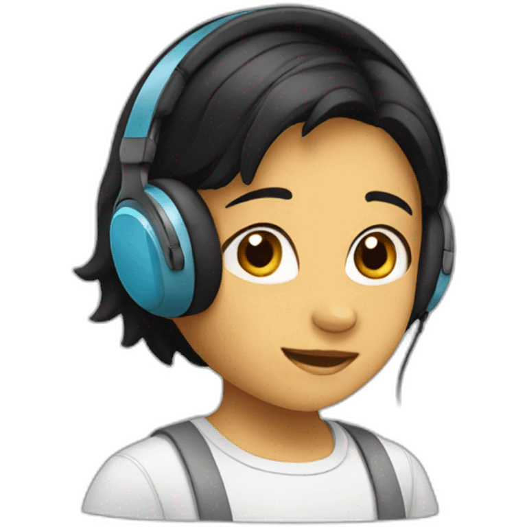 A child with black hair and wearing headphones emoji