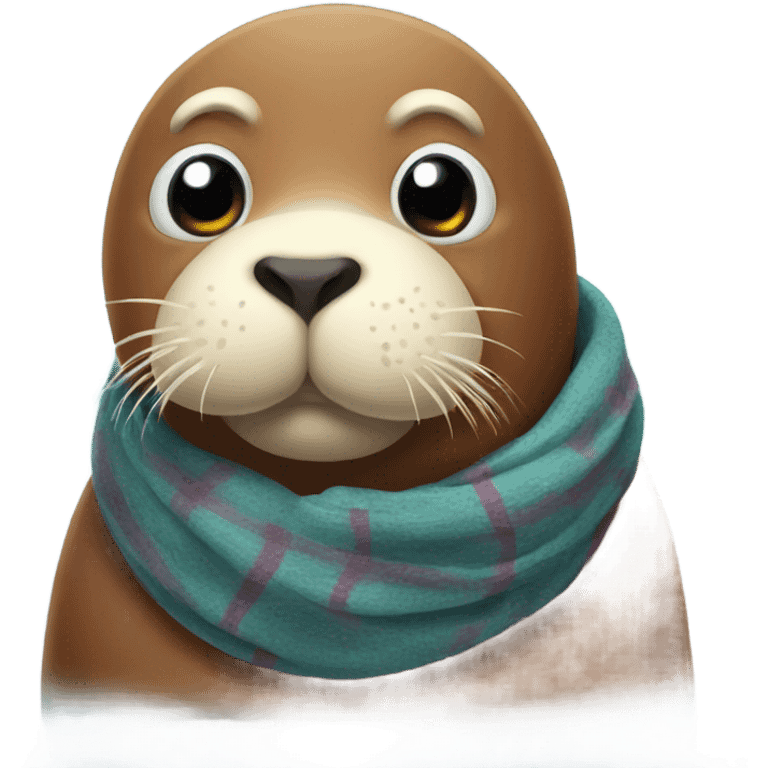 Round Walrus with scarf emoji