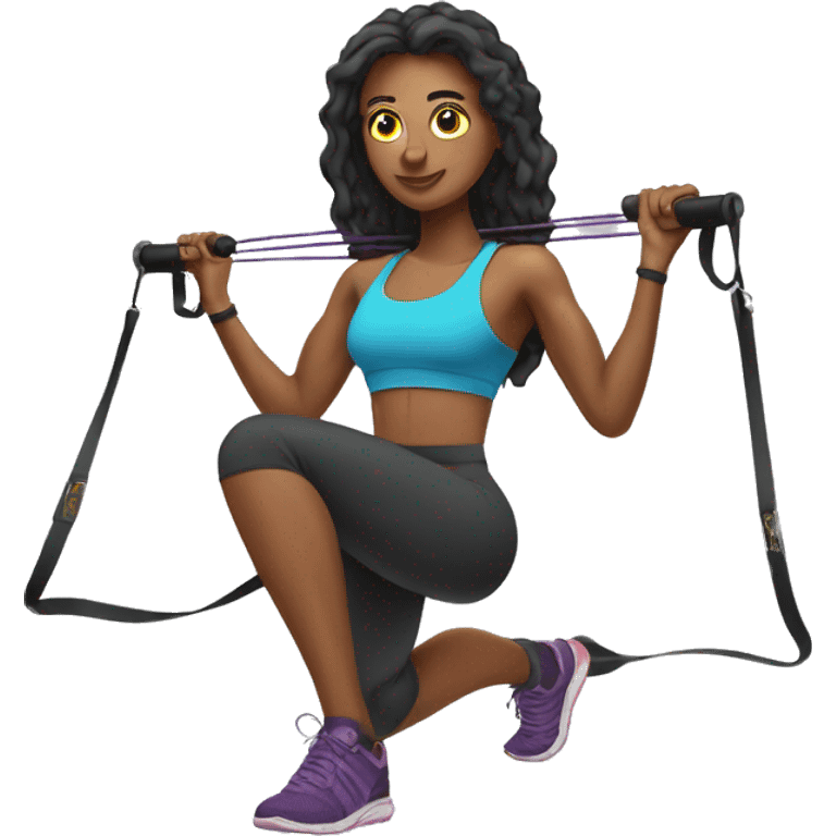 woman working out with TRX resistance bands emoji