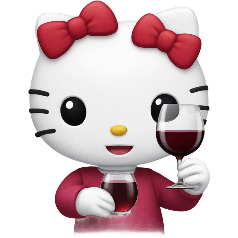 Hello Kitty drinking red wine emoji