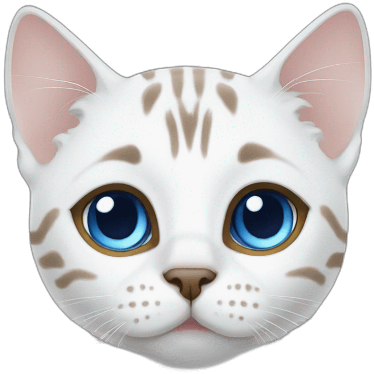 White Bengal cat blue eyes emoji