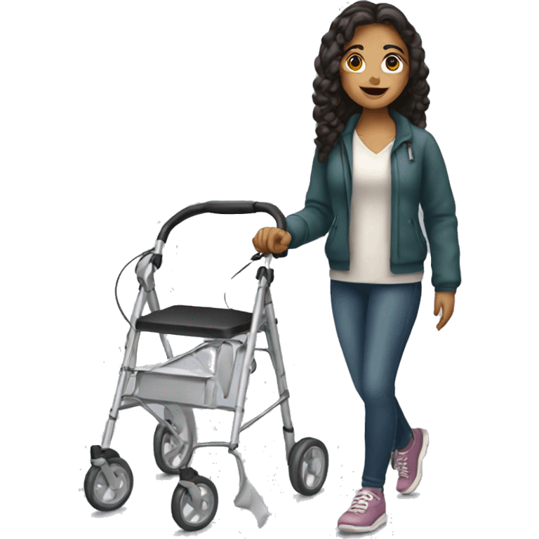 Latina girl with a walker emoji