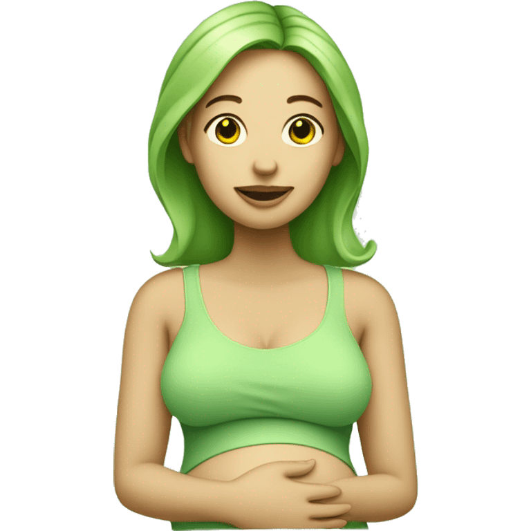 Pregnant woman all in light green with light green skin  emoji