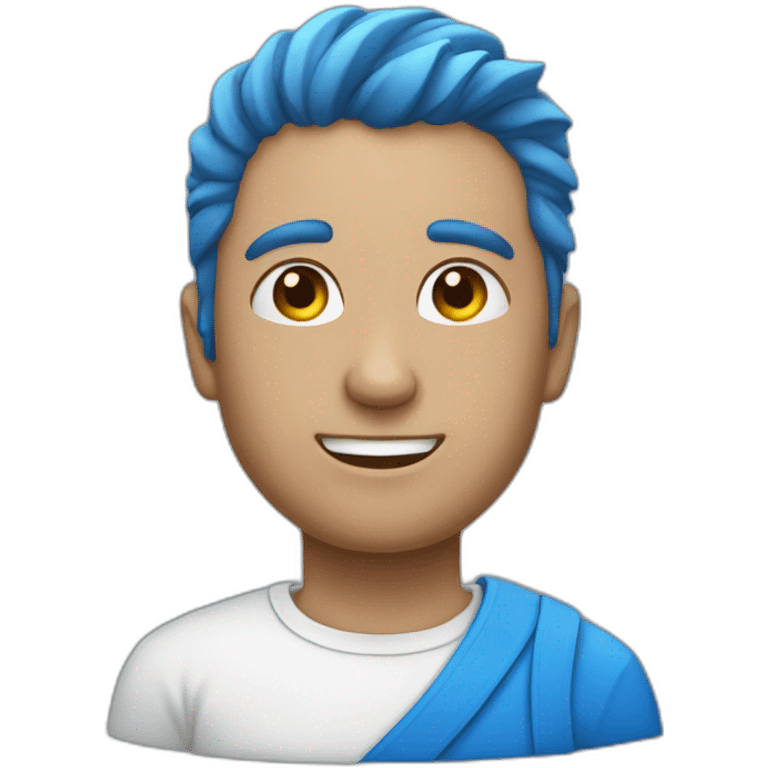 A men wih blue hari emoji