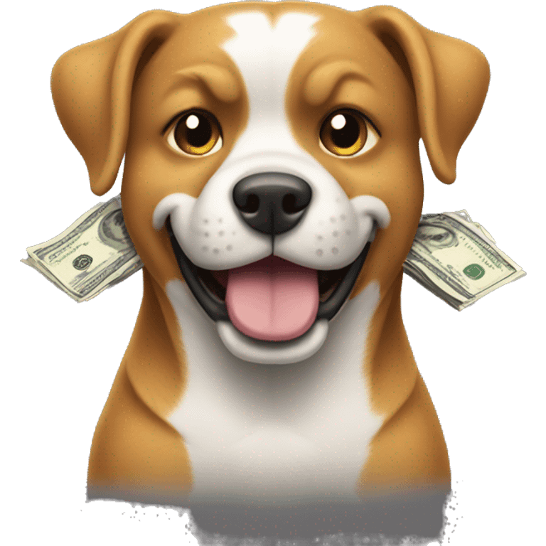 Dog flexing cash emoji