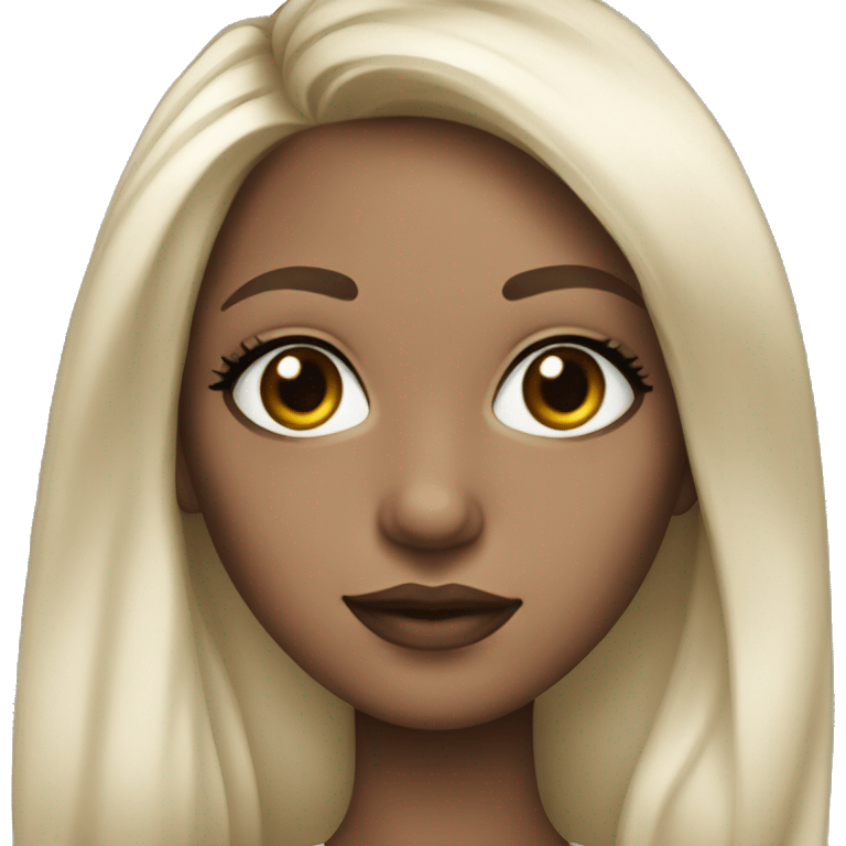 Girl with makeup and long lashes long hair white skin in class emoji