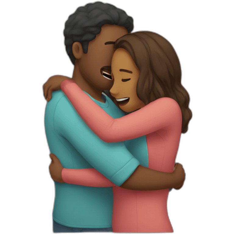 Couple hugging while crying emoji