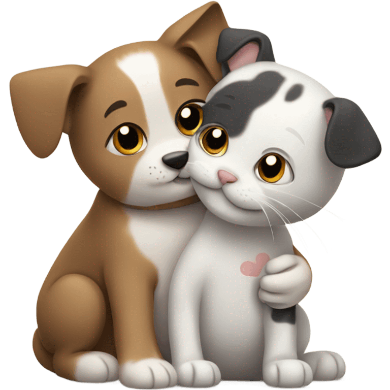 a dog hugs the cat emoji