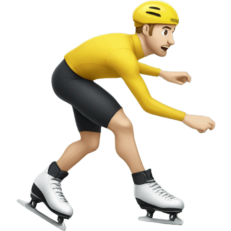 White Man speed skating in yellow shirt  emoji