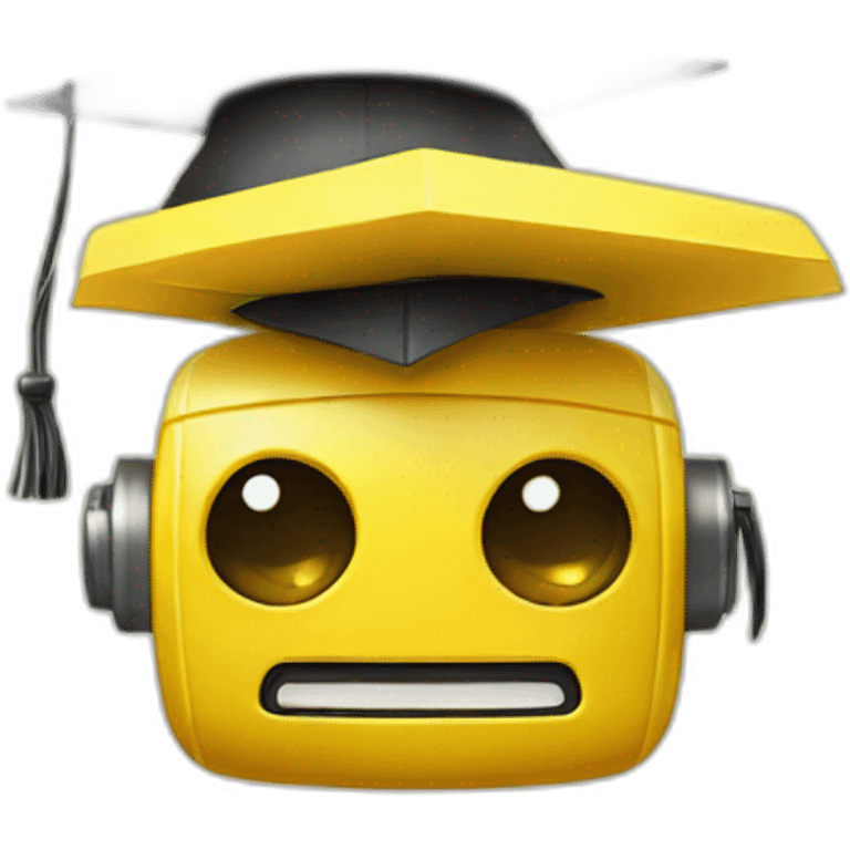 yellow robot with mortarboard on its head emoji