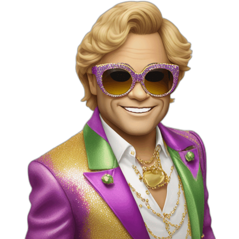 elton john in oversized cat-eye funky sunglasses for mardi gras emoji