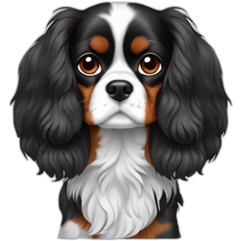 cavalier king charles spaniel black and white emoji