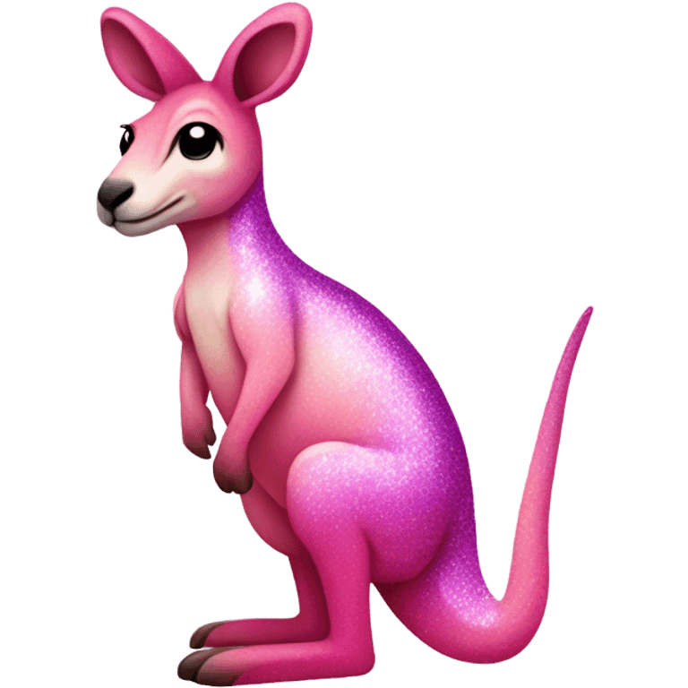 Pink ombre full-body kangaroo with glitter emoji