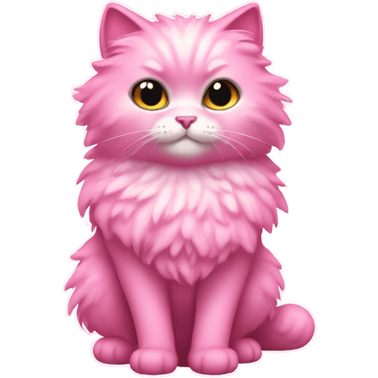 Pink full body fluffy cat with glitter female emoji