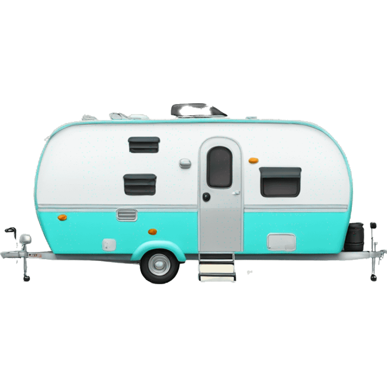 Realistic isolated tiffany blue camping trailer emoji