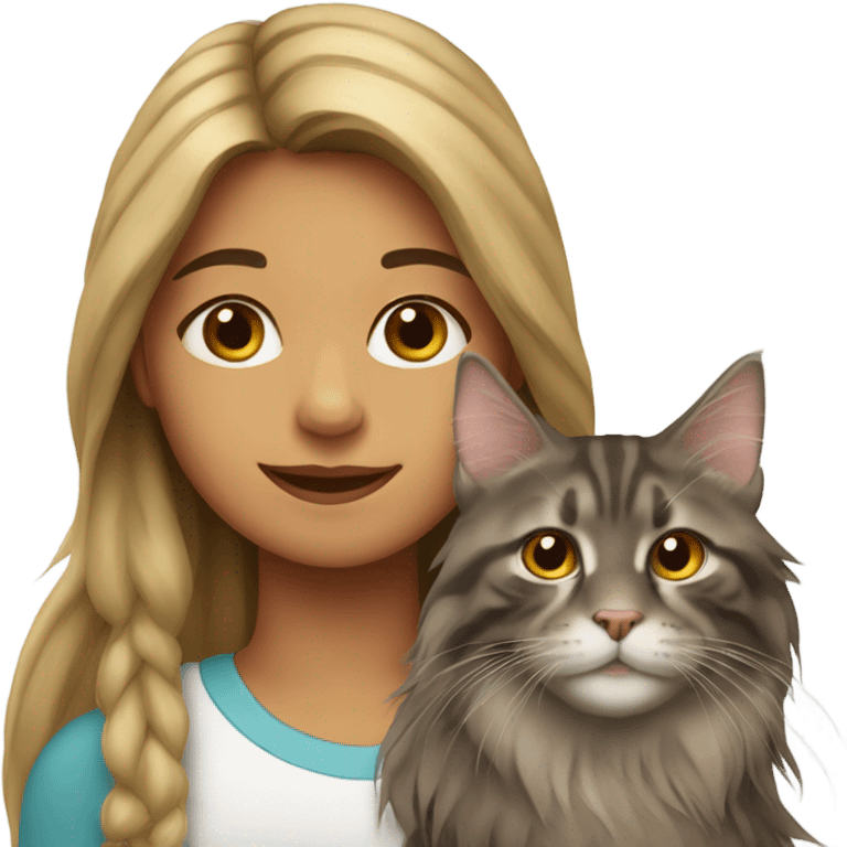 Girl with maine coon emoji