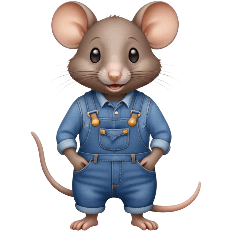 rat wearing overalls standing and talking emoji